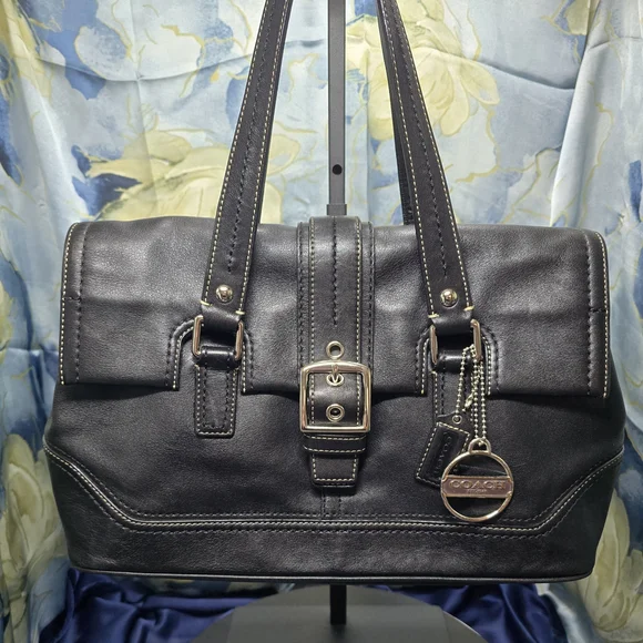 EUC Coach Black Leather Hamilton Handbag/Satchel - Picture 2 of 16